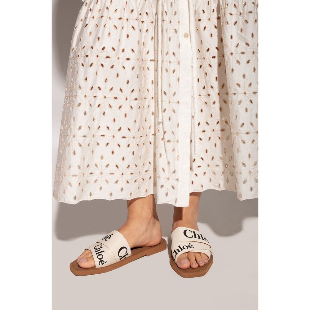 Chloé Brown Leather Slide Sandals with Cream Logo Straps - Picture 15 of 15